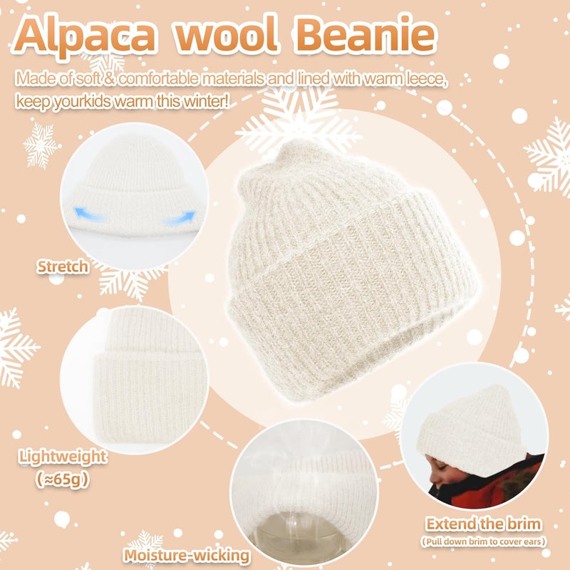 Silk Dream Alpaca Winter Hats for Kids Beanies Boys&Girls Toddler Beanie Hat Alpaca Wool Soft Fuzzy Warm Gift - Image 2